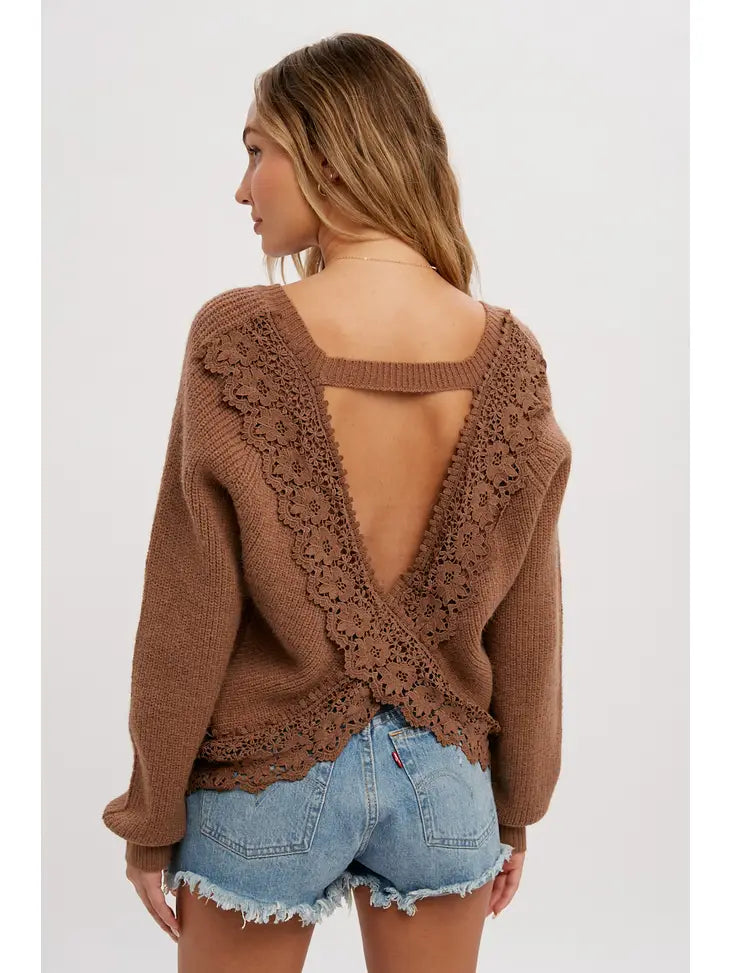 Lace Cross Back Sweater