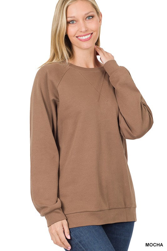 COTTON RAGLAN SLEEVE ROUND NECK PULLOVER