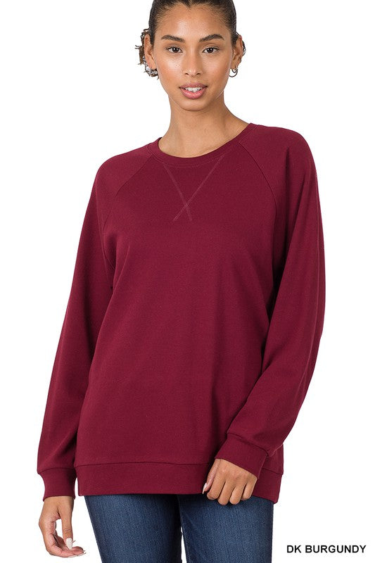 COTTON RAGLAN SLEEVE ROUND NECK PULLOVER