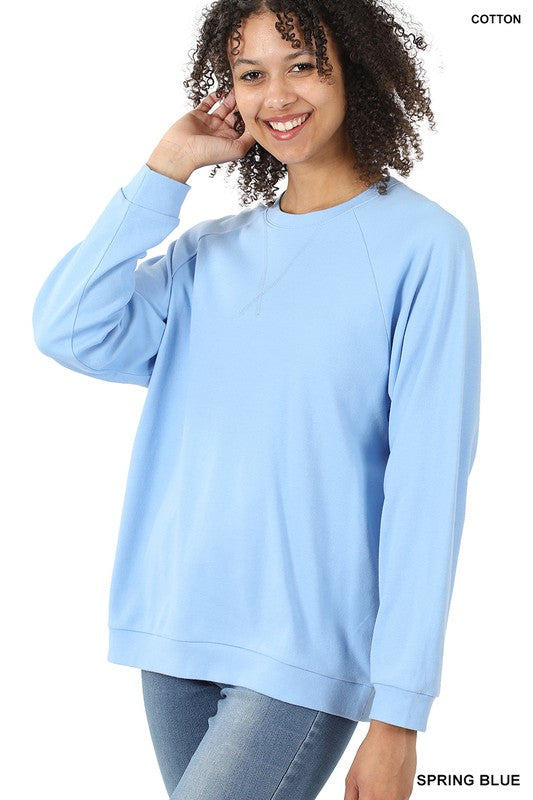 COTTON RAGLAN SLEEVE ROUND NECK PULLOVER