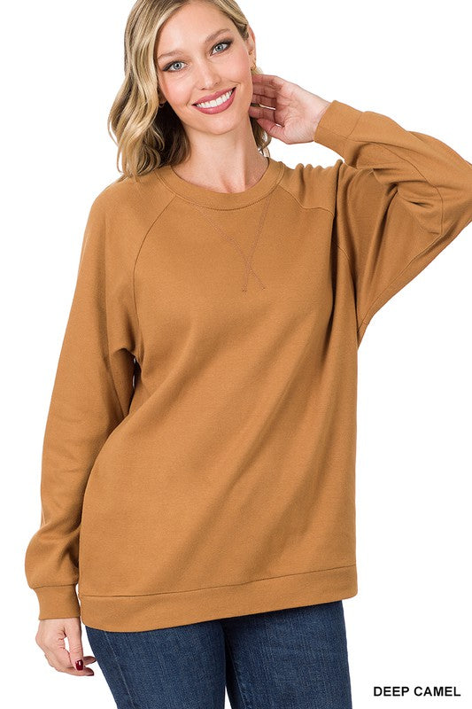 COTTON RAGLAN SLEEVE ROUND NECK PULLOVER