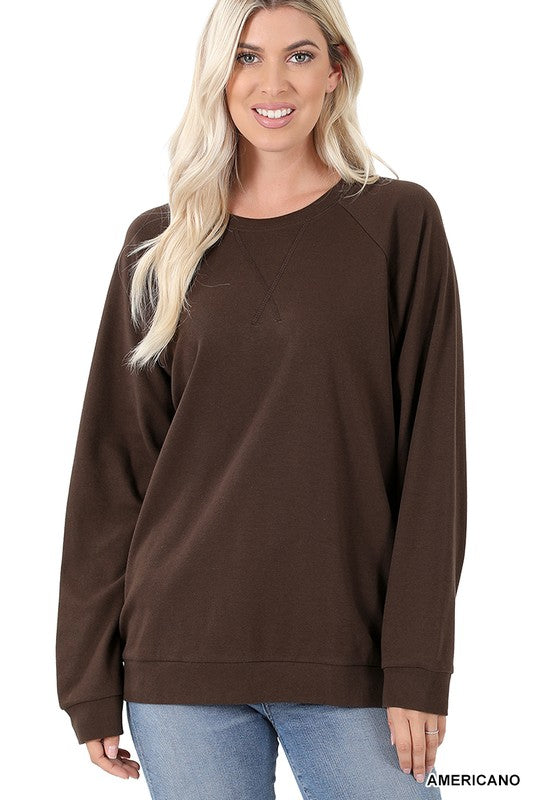 COTTON RAGLAN SLEEVE ROUND NECK PULLOVER