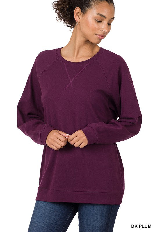 COTTON RAGLAN SLEEVE ROUND NECK PULLOVER