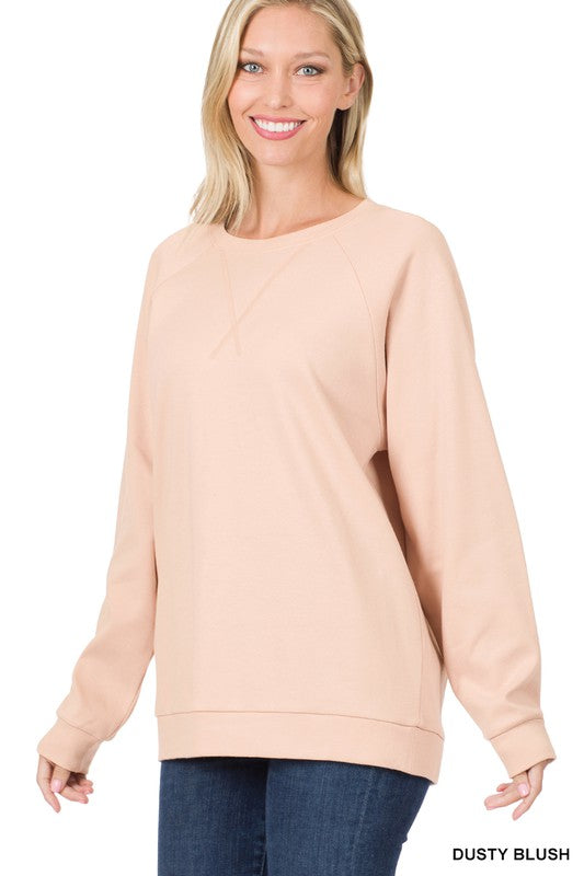 COTTON RAGLAN SLEEVE ROUND NECK PULLOVER