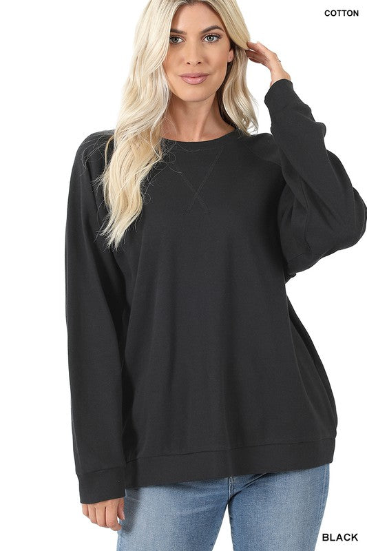 COTTON RAGLAN SLEEVE ROUND NECK PULLOVER