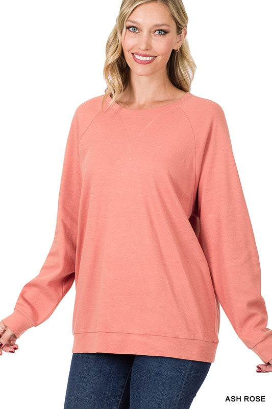 COTTON RAGLAN SLEEVE ROUND NECK PULLOVER