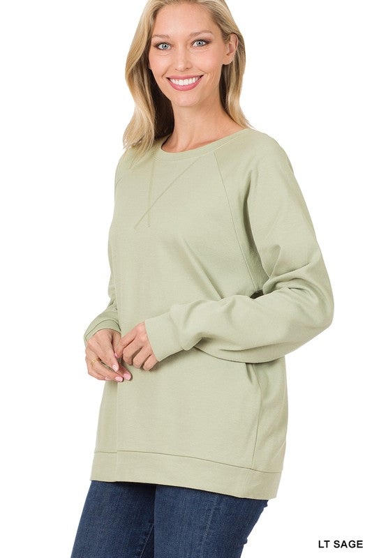 COTTON RAGLAN SLEEVE ROUND NECK PULLOVER