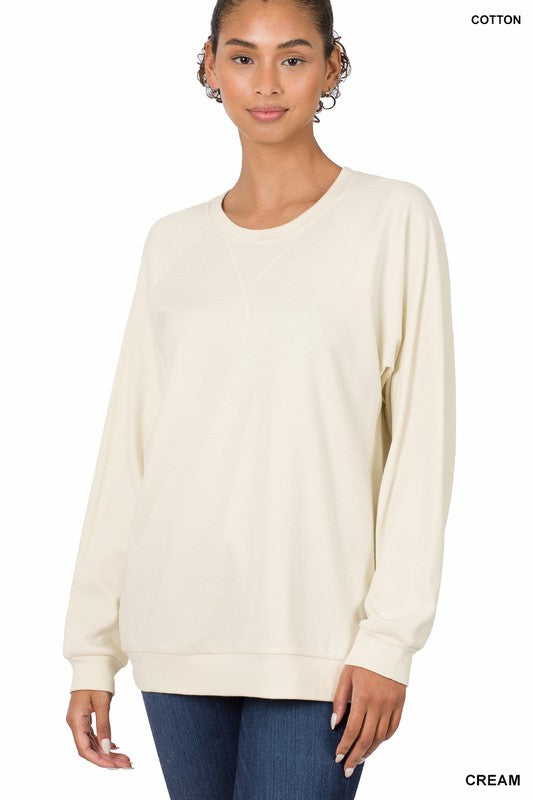 COTTON RAGLAN SLEEVE ROUND NECK PULLOVER