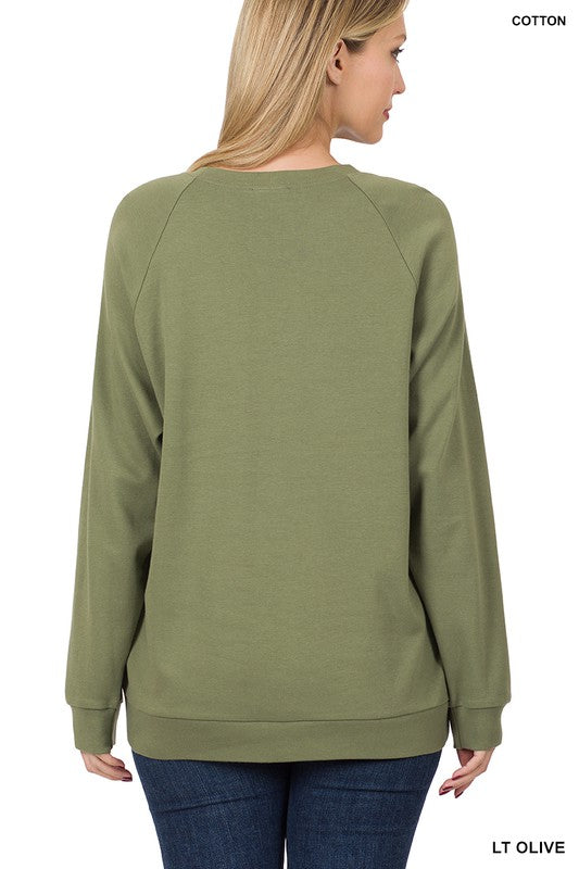 COTTON RAGLAN SLEEVE ROUND NECK PULLOVER