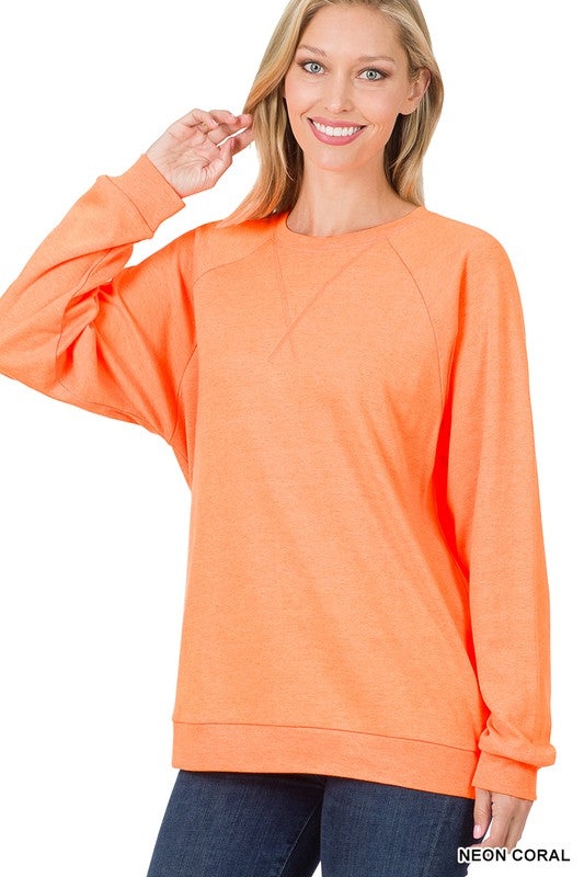 COTTON RAGLAN SLEEVE ROUND NECK PULLOVER