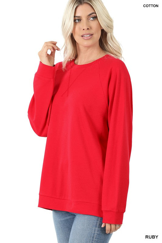 COTTON RAGLAN SLEEVE ROUND NECK PULLOVER