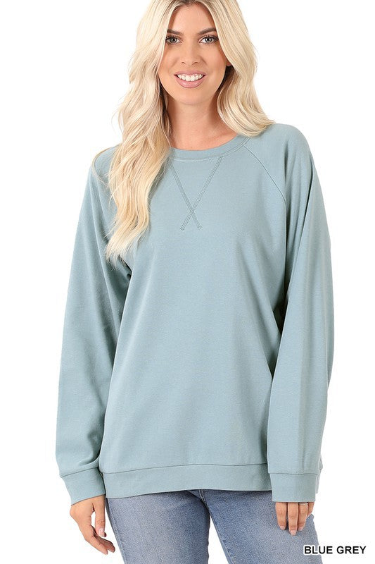 COTTON RAGLAN SLEEVE ROUND NECK PULLOVER