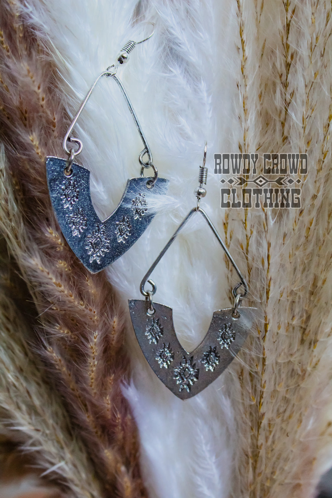 Western Accessories, Western Jewelry, Earrings for Women, Southwestern Jewelry, Western Jewelry Wholesale, Cowgirl Jewelry, Western Wholesale, Wholesale Accessories, Wholesale Jewelry, western boho earrings, silver stamped earrings, western stamped jewelry, silver earrings, aztec earrings, western aztec earrings