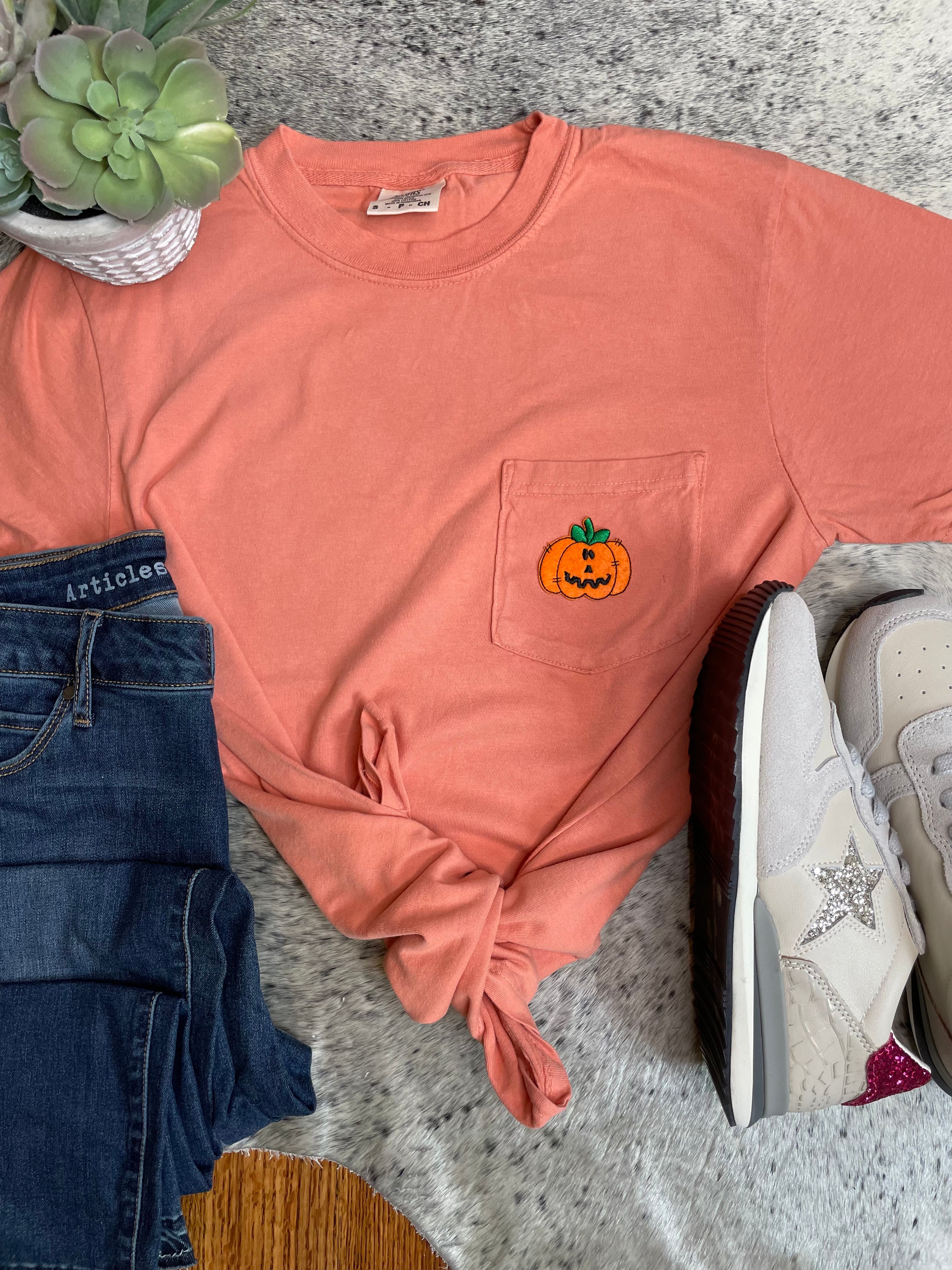 PATCHED Silly Jack-O-lantern Pocket tee