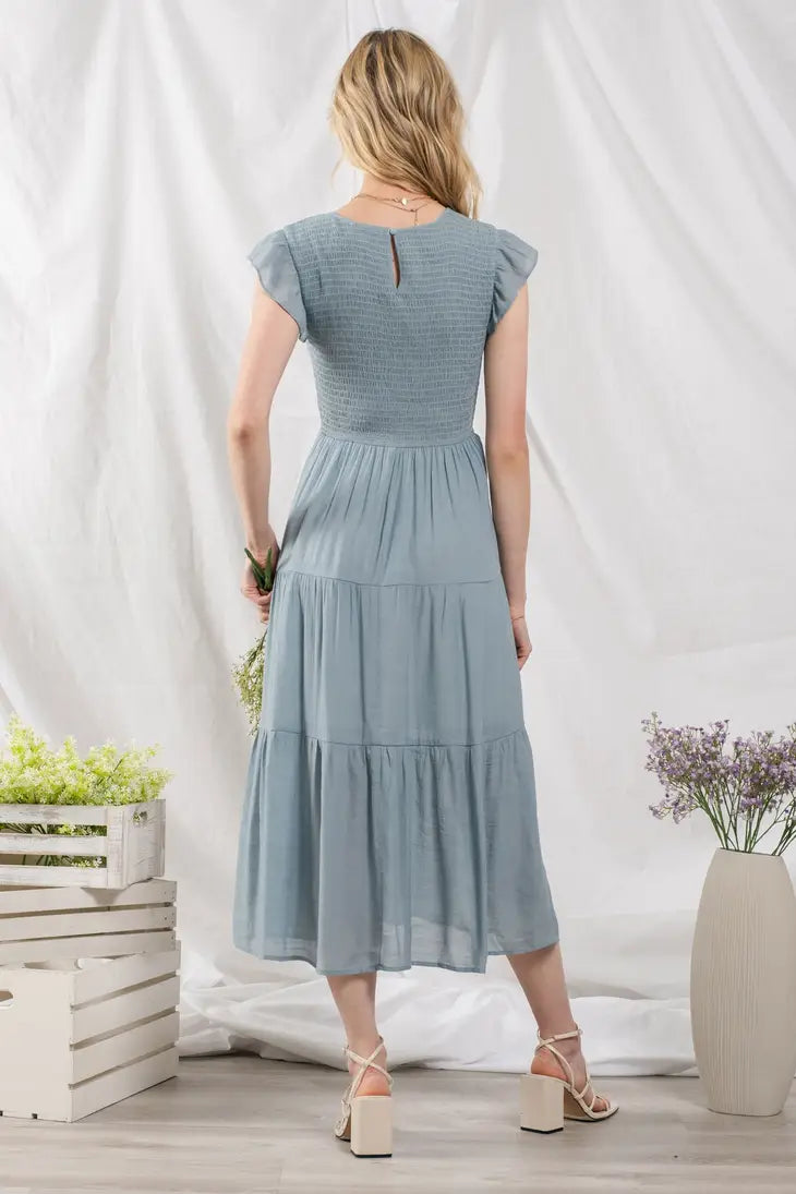 Smocked Tiered Midi Dress